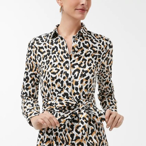 J. Crew Factory Dresses & Skirts - J Crew Factory Women's Leopard Tie Waist Dress